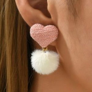 Pom Pom heart earrings